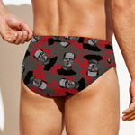 Horror Frankenstein Pattern Print Men's Swim Briefs