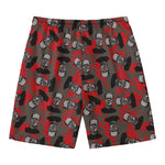 Horror Frankenstein Pattern Print Men's Swim Trunks