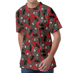 Horror Frankenstein Pattern Print Men's Velvet T-Shirt