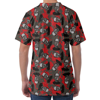 Horror Frankenstein Pattern Print Men's Velvet T-Shirt