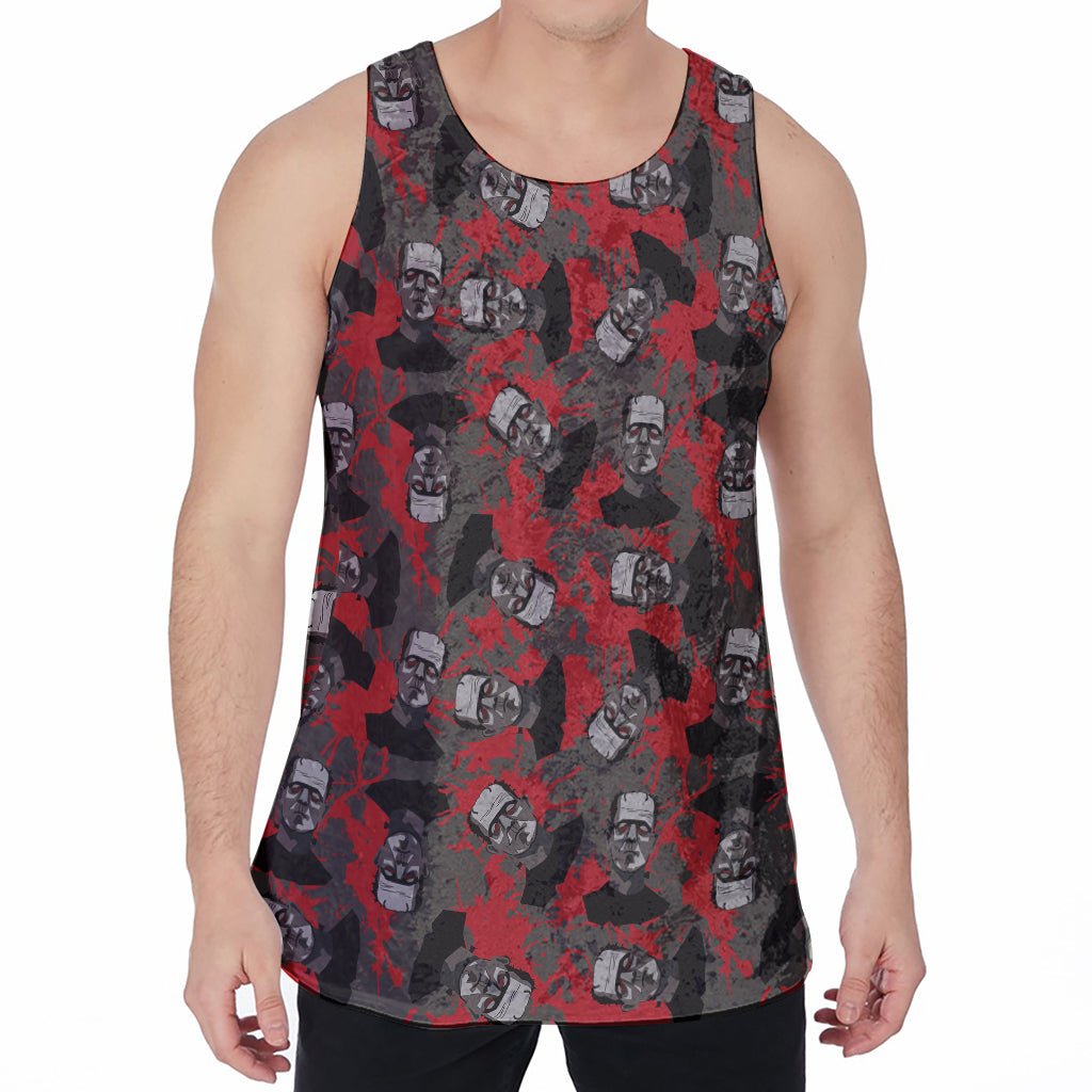 Horror Frankenstein Pattern Print Men's Velvet Tank Top