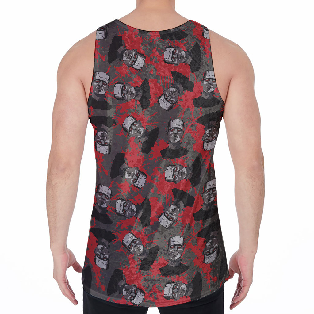 Horror Frankenstein Pattern Print Men's Velvet Tank Top