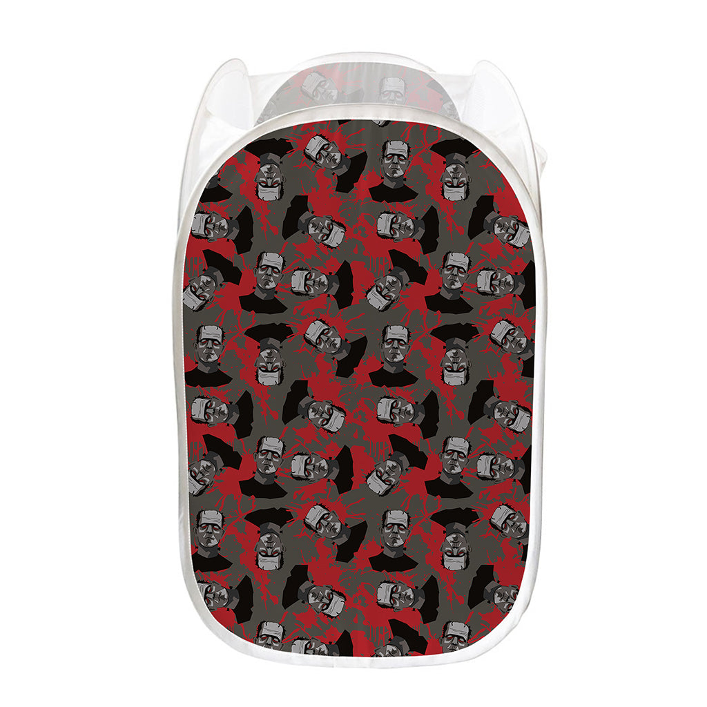 Horror Frankenstein Pattern Print Mesh Laundry Hamper