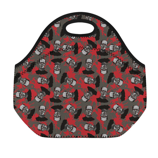 Horror Frankenstein Pattern Print Neoprene Lunch Bag
