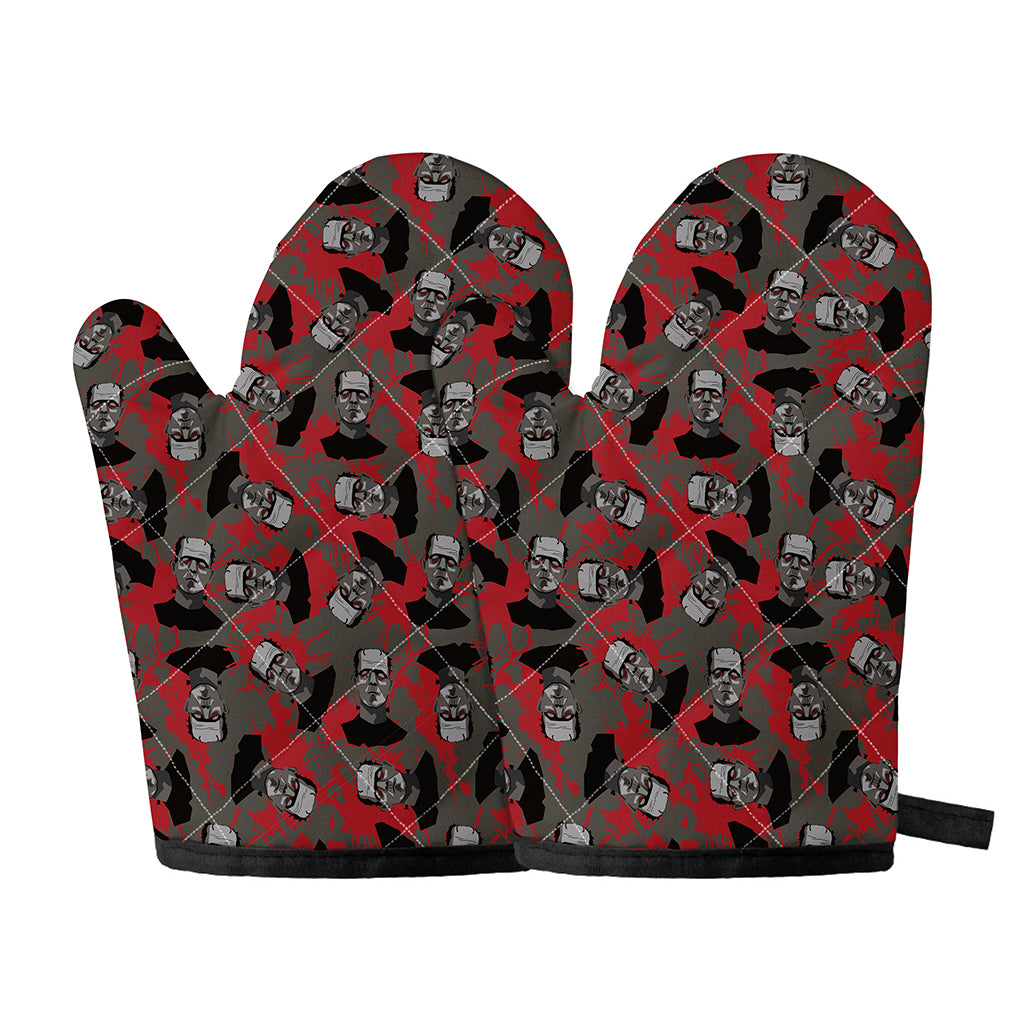 Horror Frankenstein Pattern Print Oven Mitts