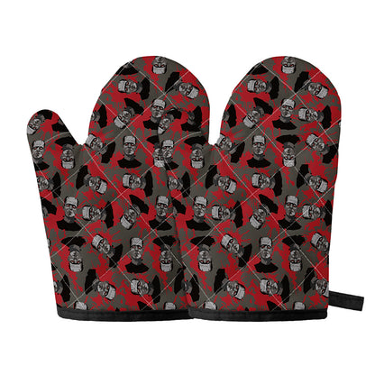Horror Frankenstein Pattern Print Oven Mitts