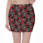Horror Frankenstein Pattern Print Pencil Mini Skirt