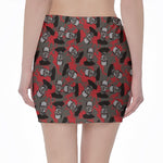 Horror Frankenstein Pattern Print Pencil Mini Skirt