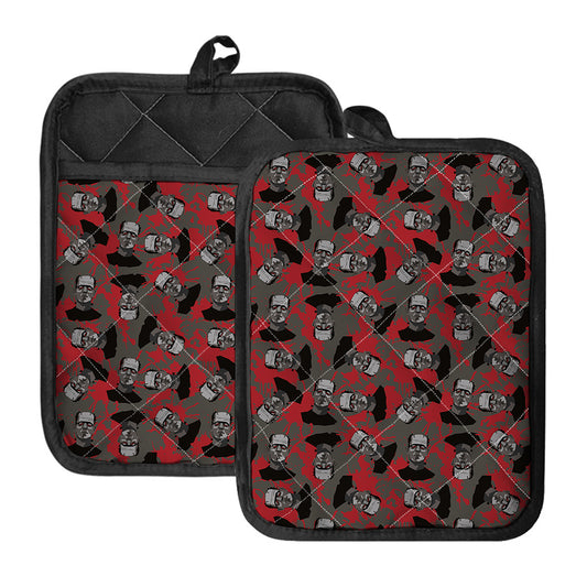 Horror Frankenstein Pattern Print Pot Holders With Pocket