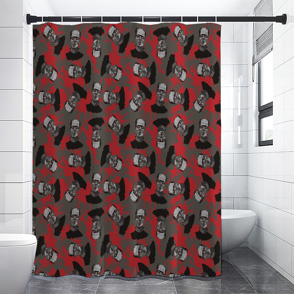 Horror Frankenstein Pattern Print Premium Shower Curtain