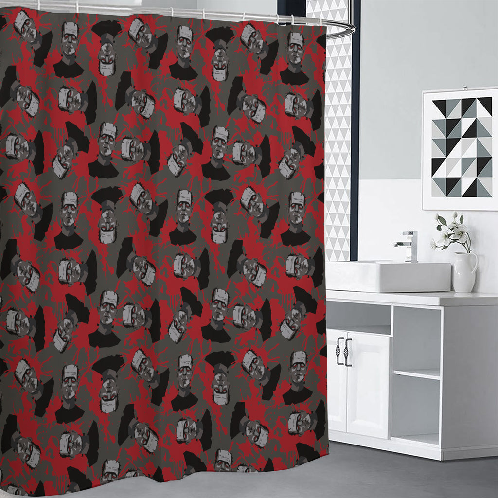 Horror Frankenstein Pattern Print Premium Shower Curtain