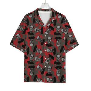 Horror Frankenstein Pattern Print Rayon Hawaiian Shirt