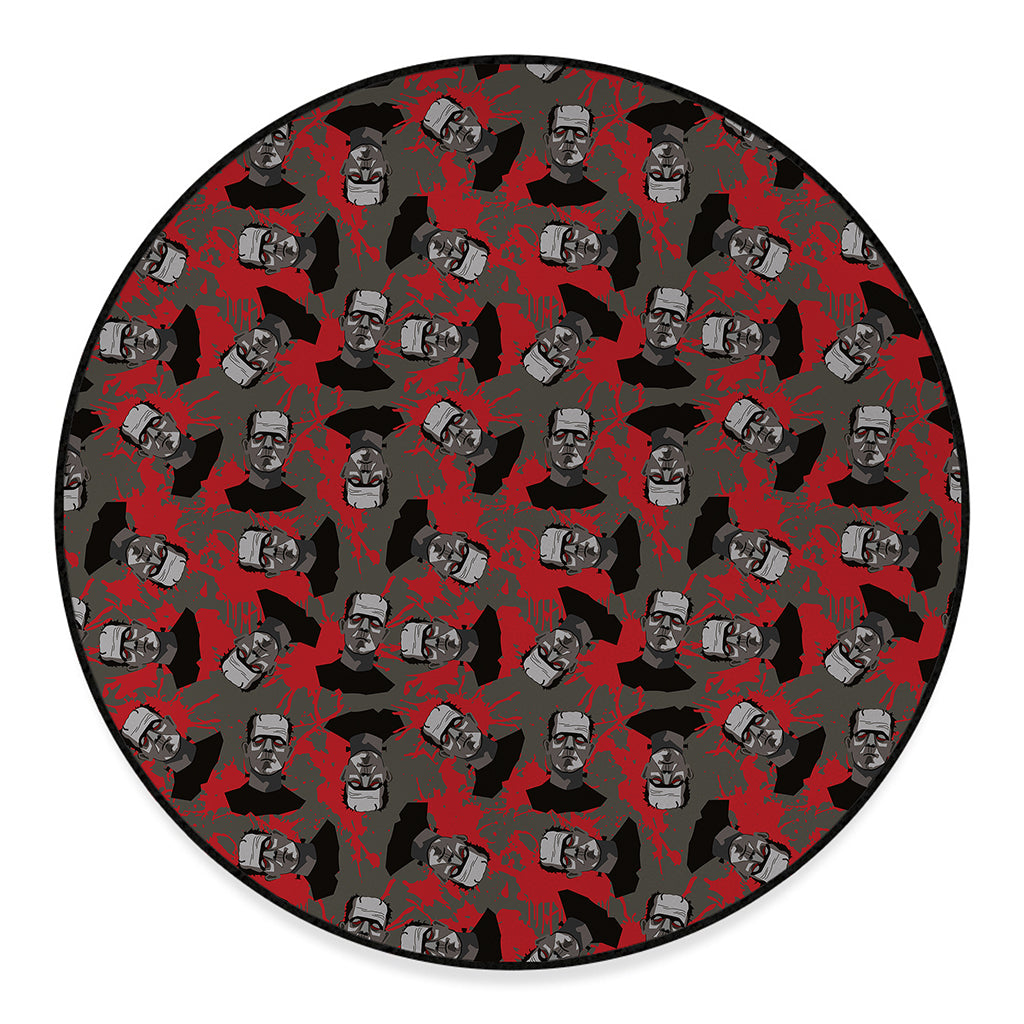 Horror Frankenstein Pattern Print Round Floor Mat