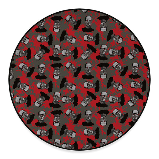 Horror Frankenstein Pattern Print Round Floor Mat