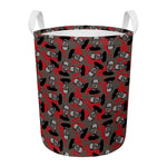 Horror Frankenstein Pattern Print Round Laundry Basket