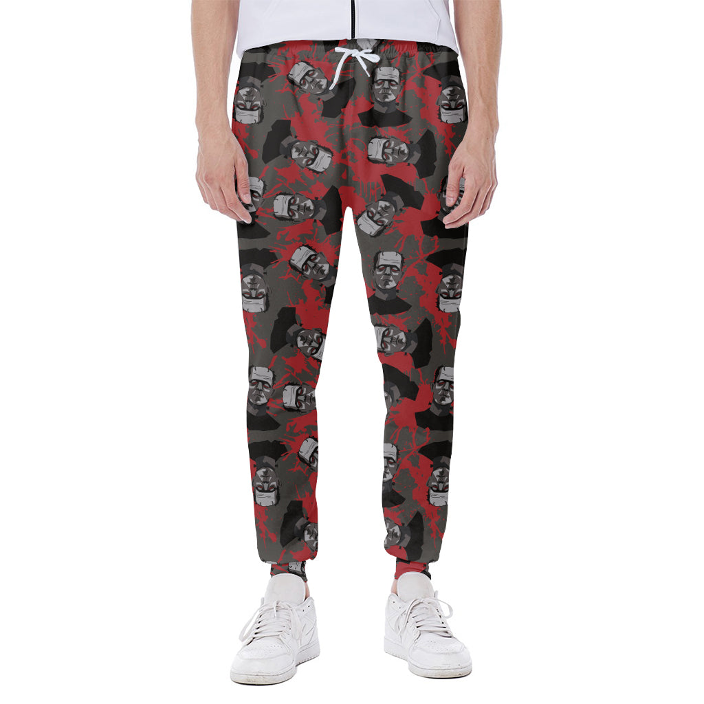 Horror Frankenstein Pattern Print Scuba Joggers