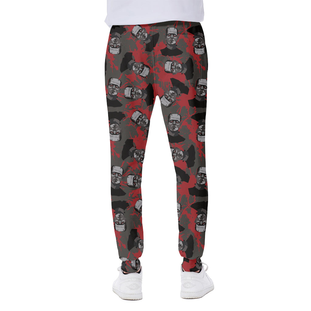 Horror Frankenstein Pattern Print Scuba Joggers