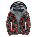Horror Frankenstein Pattern Print Sherpa Lined Zip Up Hoodie