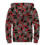 Horror Frankenstein Pattern Print Sherpa Lined Zip Up Hoodie