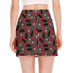 Horror Frankenstein Pattern Print Side Slit Mini Skirt