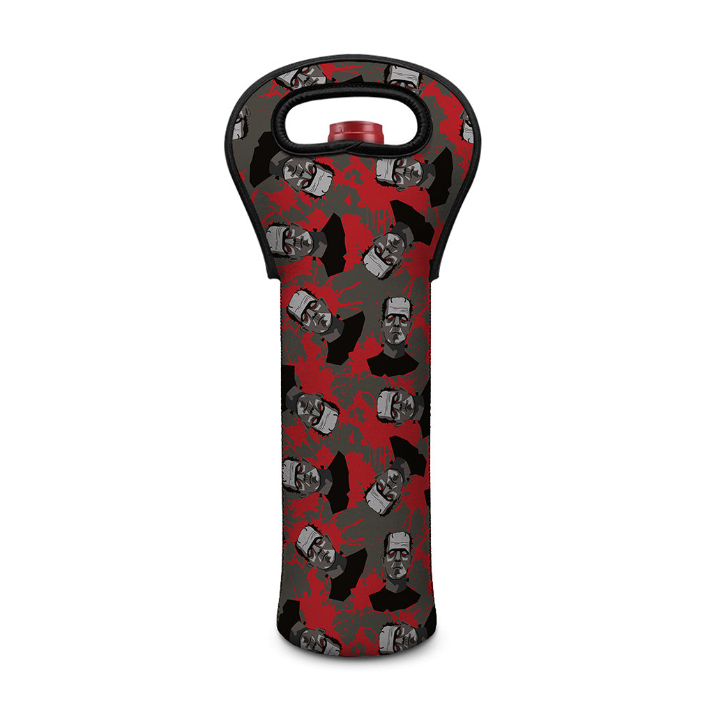 Horror Frankenstein Pattern Print Single Neoprene Wine Tote