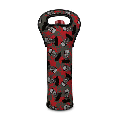 Horror Frankenstein Pattern Print Single Neoprene Wine Tote