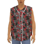 Horror Frankenstein Pattern Print Sleeveless Baseball Jersey