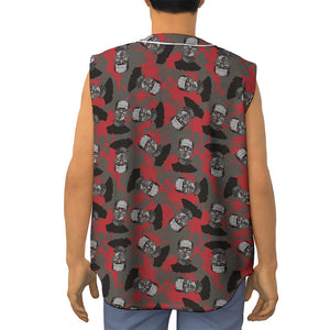 Horror Frankenstein Pattern Print Sleeveless Baseball Jersey