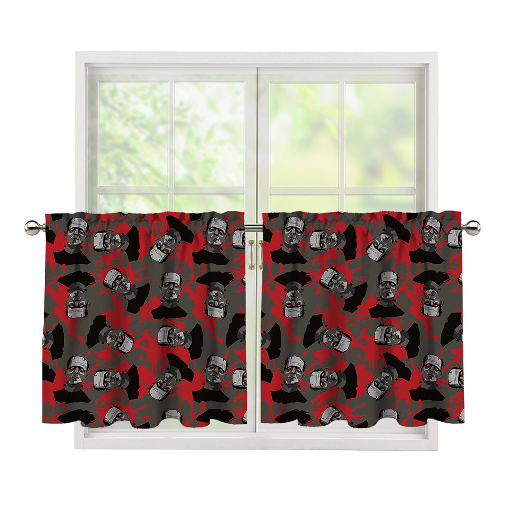 Horror Frankenstein Pattern Print Tier Curtains