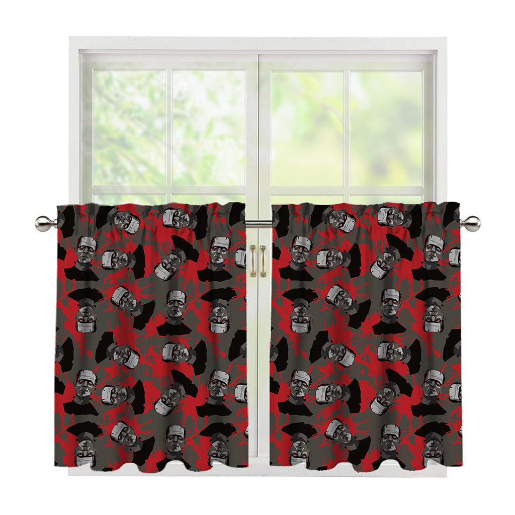 Horror Frankenstein Pattern Print Tier Curtains