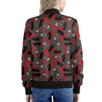 Horror Frankenstein Pattern Print Women's Bomber Jacket