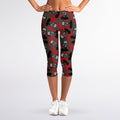 Horror Frankenstein Pattern Print Women's Capri Leggings