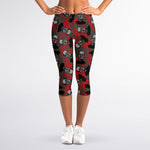 Horror Frankenstein Pattern Print Women's Capri Leggings
