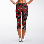 Horror Frankenstein Pattern Print Women's Capri Leggings