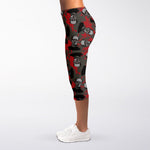 Horror Frankenstein Pattern Print Women's Capri Leggings