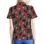 Horror Frankenstein Pattern Print Women's Polo Shirt