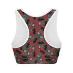 Horror Frankenstein Pattern Print Women's Sports Bra
