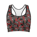 Horror Frankenstein Pattern Print Women's Sports Bra