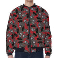 Horror Frankenstein Pattern Print Zip Sleeve Bomber Jacket