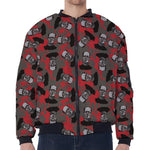 Horror Frankenstein Pattern Print Zip Sleeve Bomber Jacket