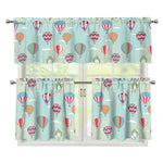 Hot Air Balloon Pattern Print 3 Piece Kitchen Curtains