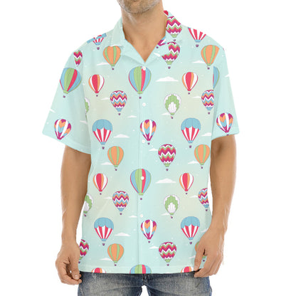Hot Air Balloon Pattern Print Aloha Shirt