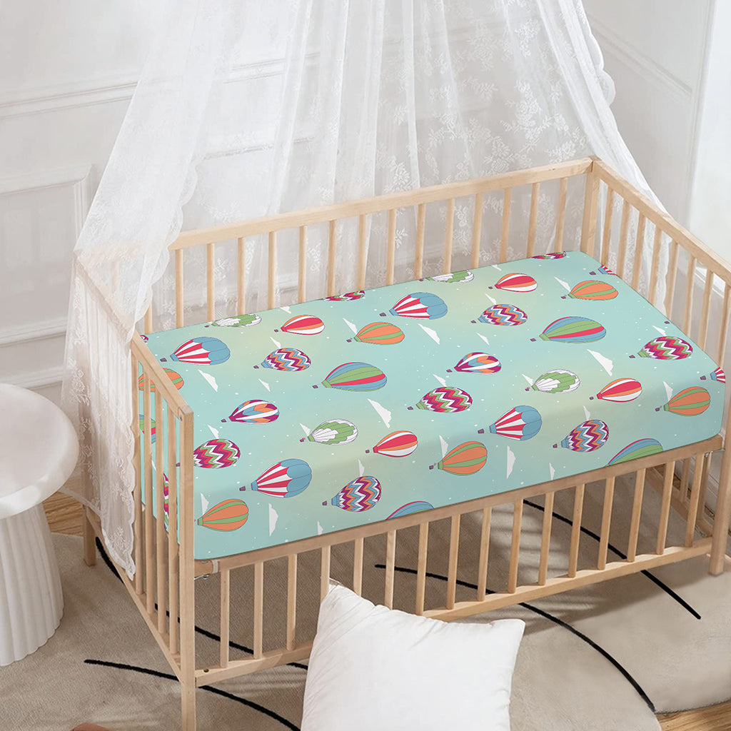 Hot Air Balloon Pattern Print Baby Crib Sheet