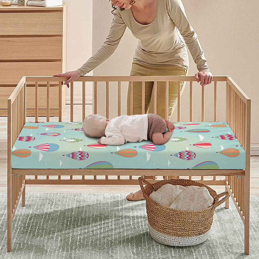Hot Air Balloon Pattern Print Baby Crib Sheet