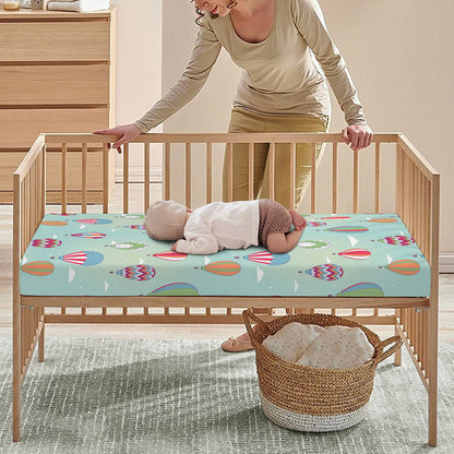 Hot Air Balloon Pattern Print Baby Crib Sheet
