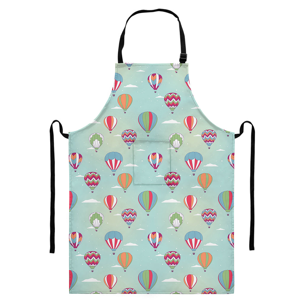 Hot Air Balloon Pattern Print Bib Apron With Pocket