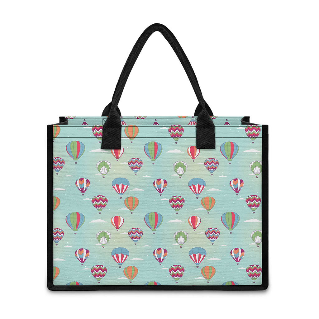 Hot Air Balloon Pattern Print Canvas Tote Bag