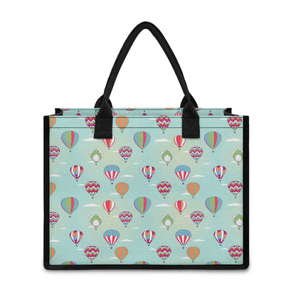 Hot Air Balloon Pattern Print Canvas Tote Bag