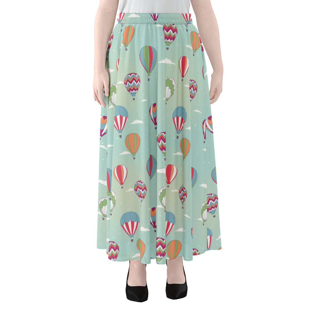 Hot Air Balloon Pattern Print Chiffon Maxi Skirt