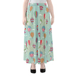 Hot Air Balloon Pattern Print Chiffon Maxi Skirt